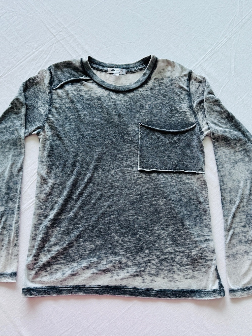 Joah Love Kids Long Sleeve Pocket Tee in Washed Gray